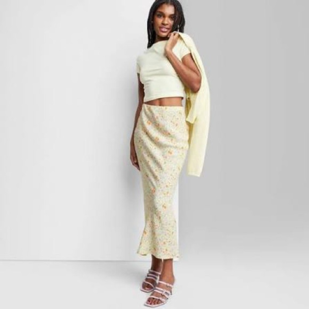 Wild Fable Yellow Floral Maxi Skirt